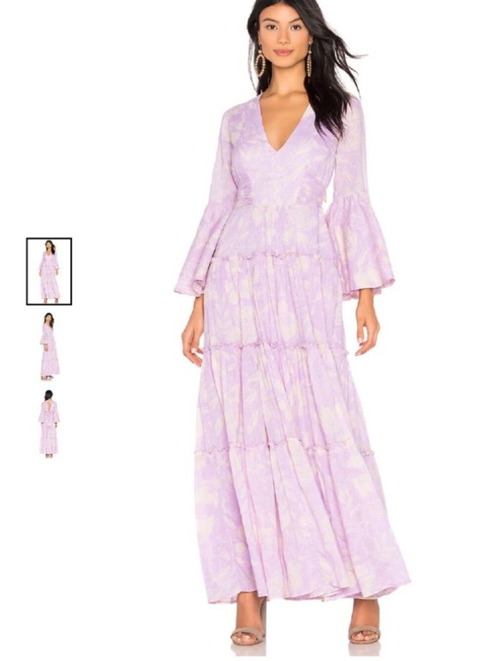 Free People Carmen Tie Back Maxi Dress Violet Size M Boho Chic Romantic Cottage
